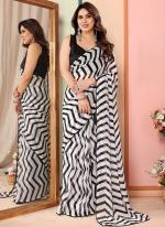 Georgette White Casual Wear Printed Saree